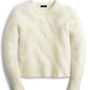 Puff-sleeve Fuzzy Ivory Sweater